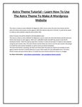 Astra Theme Tutorial ~ Learn How To Use The Astra Theme To Make A Wordpress Website
