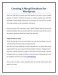 Creating A Mysql Database For Wordpress