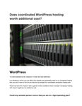 Does coordinated WordPress hosting worth additional cost?