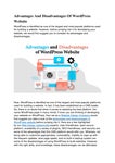 Advantages And Disadvantages Of WordPress Website