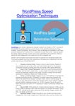 WordPress Speed Optimization Techniques