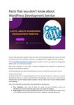 Facts that you don’t know about WordPress development service